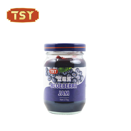 Food Manufactur 170g 230g Jar de vidrio menos azúcar fruta fresca fresca mermelada de arándanos