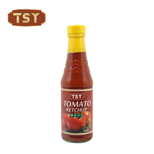 Botella de vidrio de 320 g que sumerge salsa de tomate sabrosa agridulce para supermercado