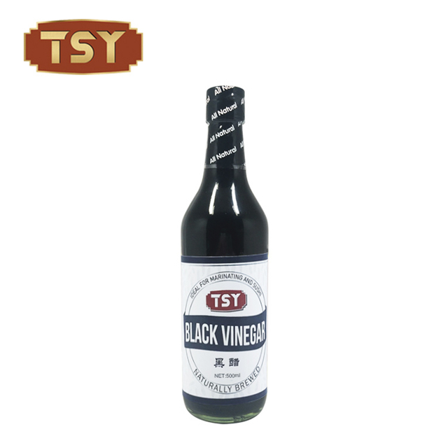 Botella de vidrio de 250 ml de vinagre negro elaborado de forma natural