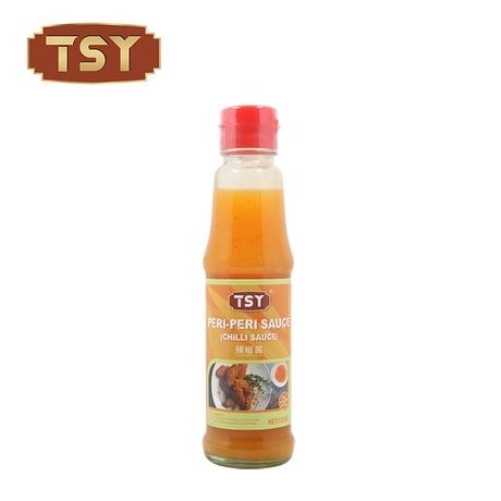 Botella de vidrio de 150 ml de salsa picante Peri Peri de chile amarillo